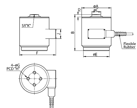 HC 20tf 称重传感器 韩国CAS 产品尺寸 HC 20tf 称重传感器 韩国CAS 产品尺寸